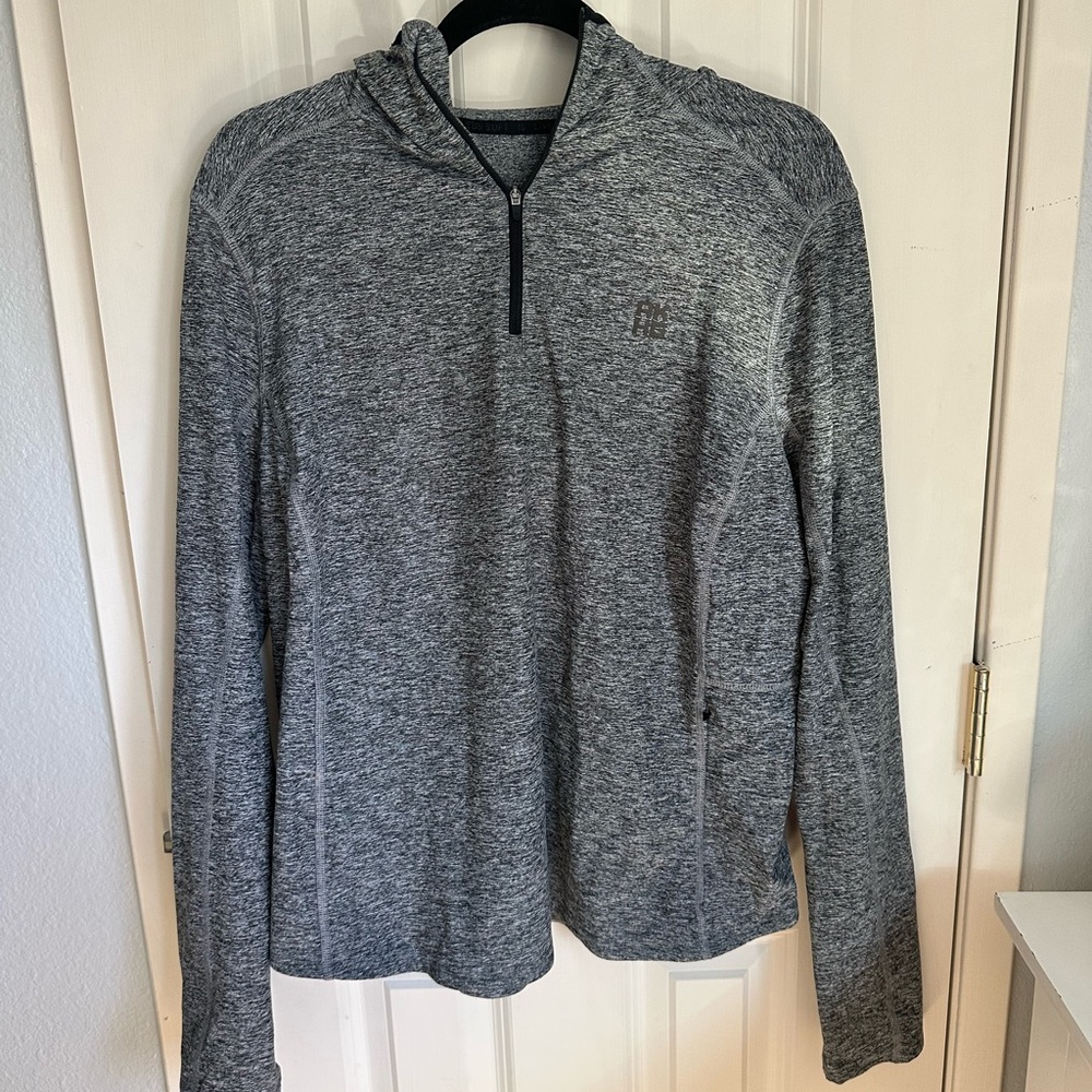 Women’s Gray Quarter-Zip Hooded Sweater